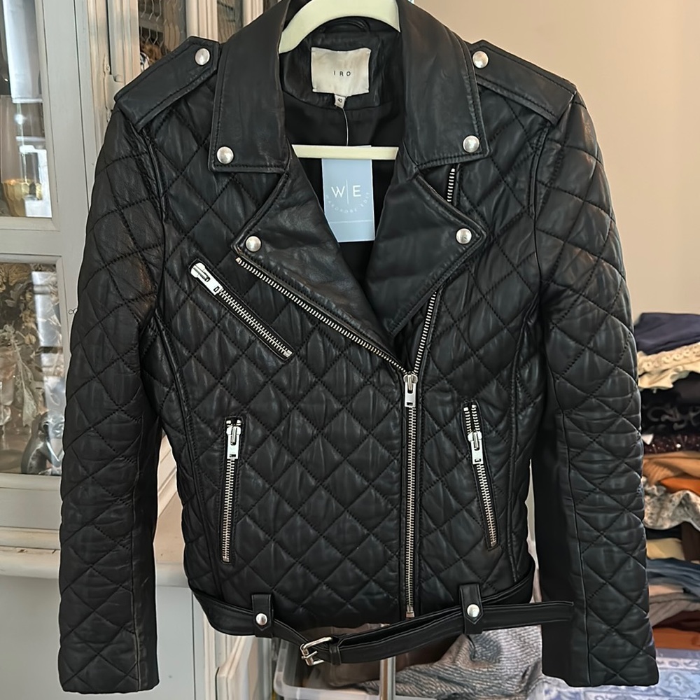 IRO Kereo Black Quilted Leather Jacket